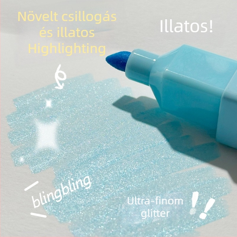 Fluoreszkáló jelölő toll, ferde fej, műanyag test, modell 7292, 3 darabos készlet