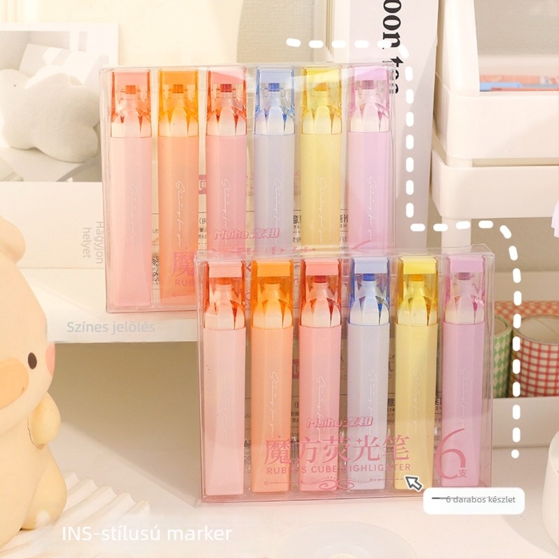 Mahe PVC glitteres highlighter készlet, modell MHP010041, 144 db, PVC dobozos csomagolás