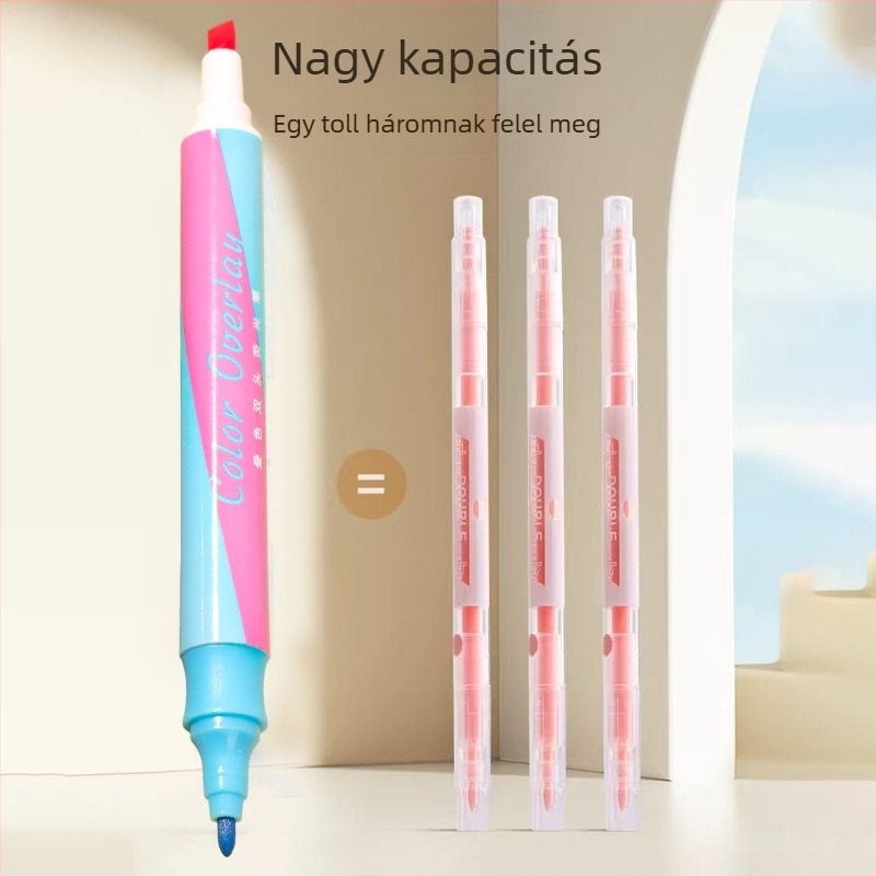 Kétoldalas, törölhető kiemelő filc, 3+3 készlet