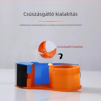 Műanyagból készült vastagított dobozszező, 60 mm-es ragasztószalaghoz, átlátszó vágóval, lezárásra és csomagolásra