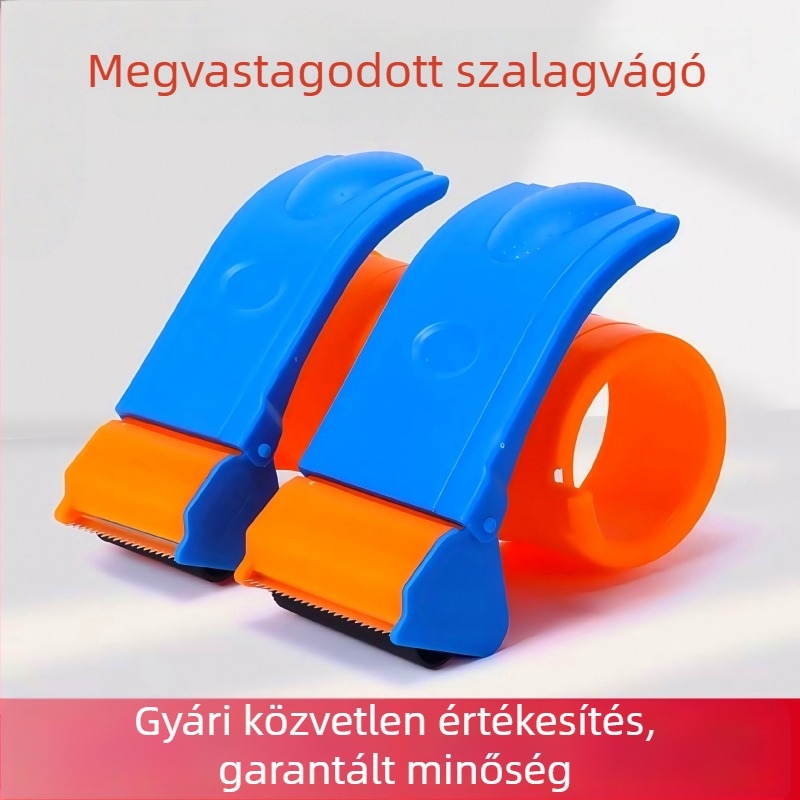 Műanyagból készült vastagított dobozszező, 60 mm-es ragasztószalaghoz, átlátszó vágóval, lezárásra és csomagolásra