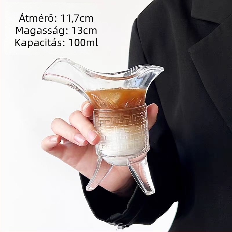 Háromlábú pohár szeszes italokhoz, üveg, 1–100 ml, retro stílus, könnyű luxus