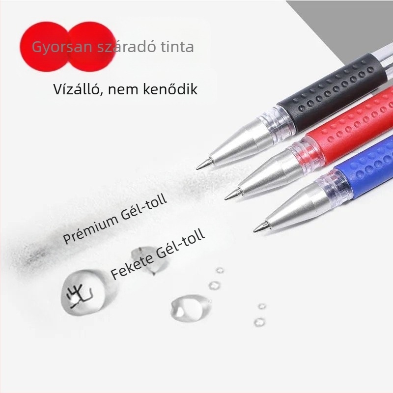 0,5 mm titán acél hegyű golyóstoll, fekete víz alapú tinta, gyorsan száradó, nem törölhető, diákoknak és irodának