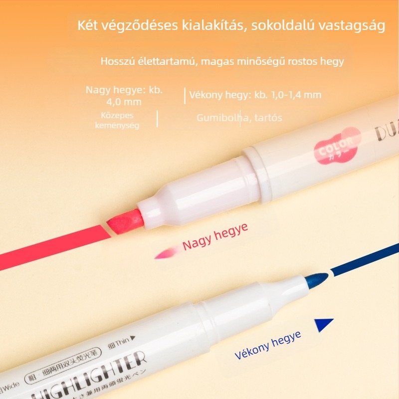 Kétoldalú fluoreszkáló marker diákoknak, szemvédelem, Modell H-1179, műanyag tokozás, PVC csomagolás