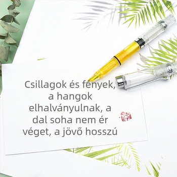 BANMI átlátszó, vékony arany testű kalligráf toll hajlított végű tollheggyel diákoknak