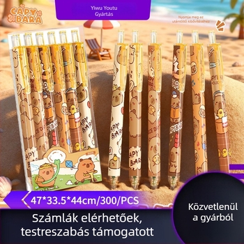 Capybara Cartoon golyóstoll — nyomógombos működtetés, műanyag test, tűhegyes vég, rozsdamentes acél hegye