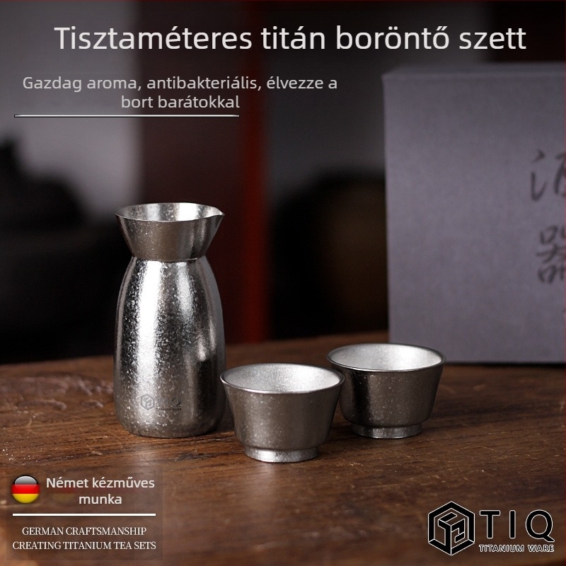 Tiszta titániumú bor- kiegészítő készlet otthoni használatra, magas minőségű, poharak és öntőeszközök díszdobozban