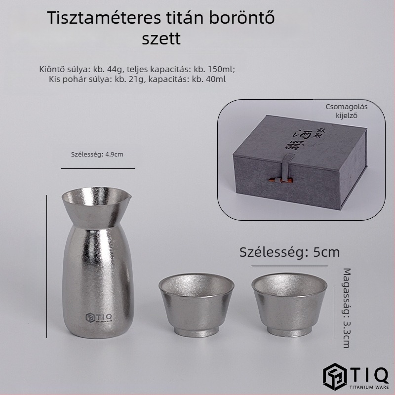 Tiszta titániumú bor- kiegészítő készlet otthoni használatra, magas minőségű, poharak és öntőeszközök díszdobozban