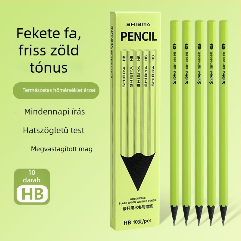 Shibia fekete fa grafitceruza zöld testtel, HB, első osztályosoknak, biztonságos és esztétikus