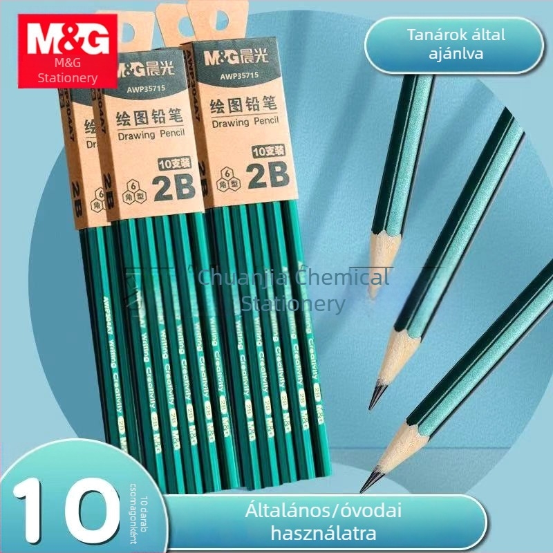 MG Morning Light AWP35715 Zöld hatszögletű 2B ceruza diákoknak és rajzoláshoz