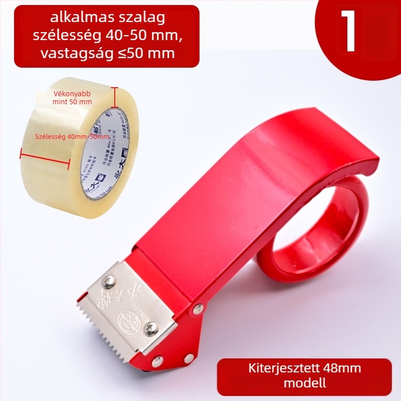 Dobozzáró ragasztószalag vágó – műanyag test, modell GZ01, szalag szélesség opciók 2in/2.5in/3in, szalag tengely átmérő 50–70 mm, nettó súly 0,08 kg