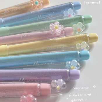 HP7661AB Fluoreszcens toll és glitter marker – virágillat, 4 darabos készlet, dobozos csomagolás, egyoldalas, nem törölhető