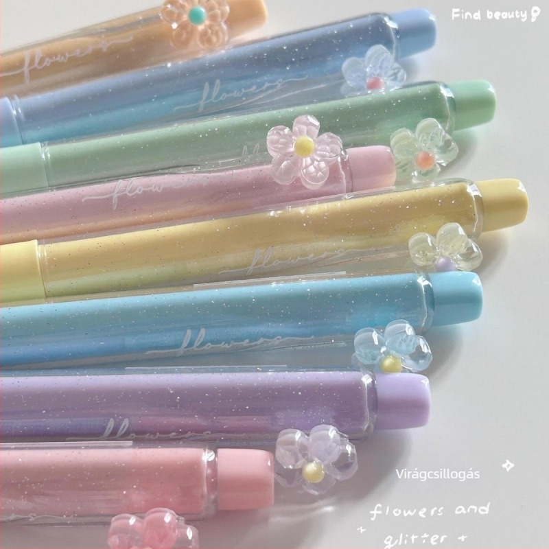 HP7661AB Fluoreszcens toll és glitter marker – virágillat, 4 darabos készlet, dobozos csomagolás, egyoldalas, nem törölhető