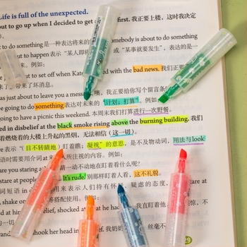 Han Ku HK-881 Mini moduláris fluoreszkáló jelölő készlet – dupla végű, 8 db/csomag, műanyag burkolat, PVC csomagolás