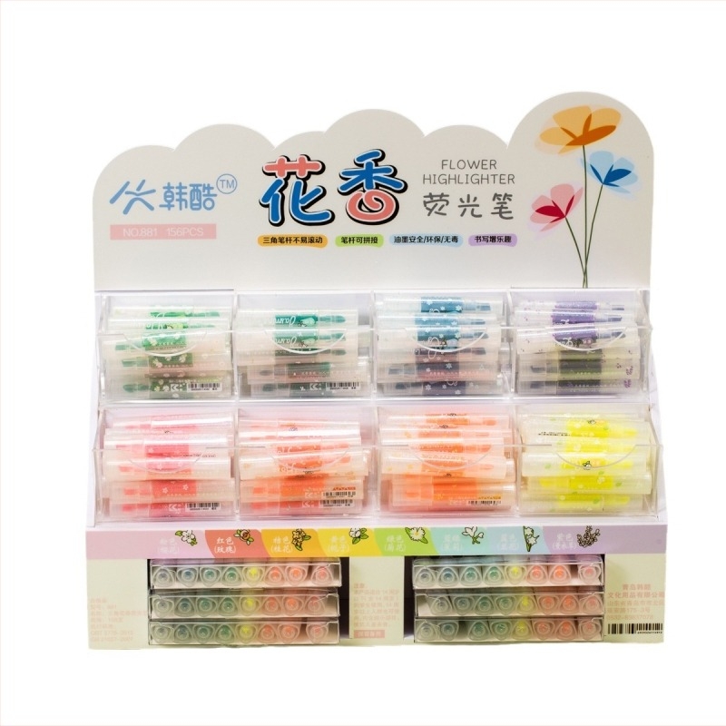 Han Ku HK-881 Mini moduláris fluoreszkáló jelölő készlet – dupla végű, 8 db/csomag, műanyag burkolat, PVC csomagolás