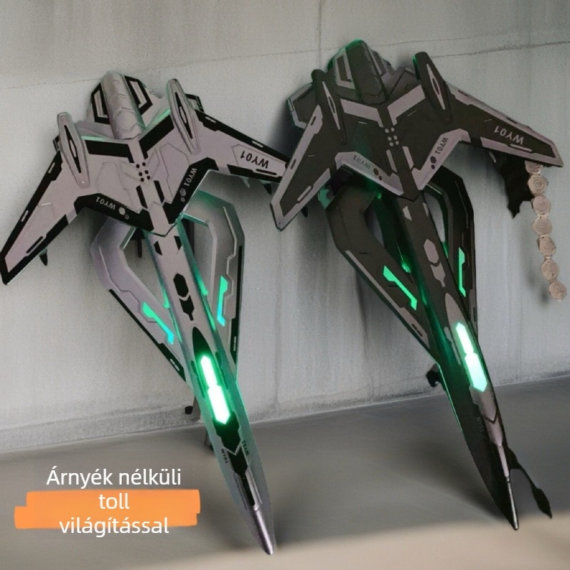 Stealth Fighter világító gél tollal – repülőgép modell, műanyag tokozás, tűhegyes vég, dobozos csomagolás, gyermekeknek és diákoknak