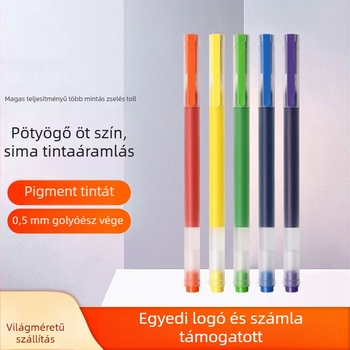 Gél toll készlet, 5 darabos, kupak eltávolítható dizájn, műanyag test, diákok és tanárok számára értékelésre és dokumentumok aláírására
