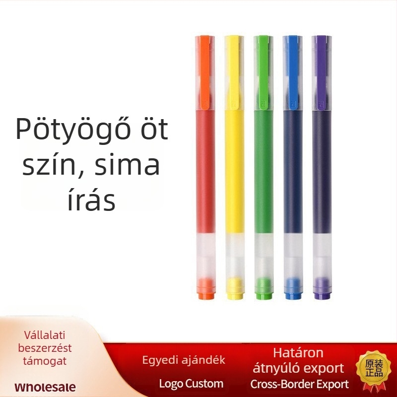 Gél toll készlet, 5 darabos, kupak eltávolítható dizájn, műanyag test, diákok és tanárok számára értékelésre és dokumentumok aláírására