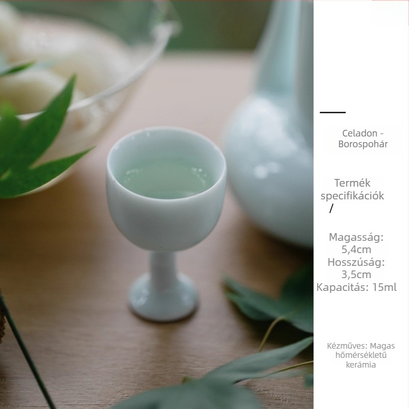 Keramikus melegítő készlet fehér- és sárga borhoz fazékkal, hat pohárral és víztartó kancsóval — Yin Chuantang, könnyed luxus retro stílus