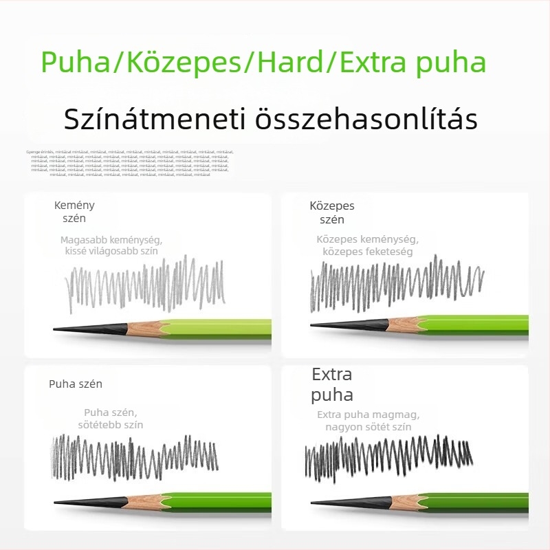 Puha szenes ceruza készlet rajzhoz, fa testtel, alapcsomagolás, típus: Egyéb, Gb