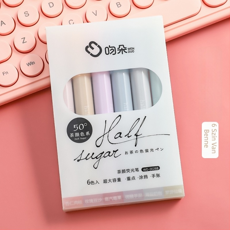 Pastell színű szemvédő kiemelő toll, modell A1792, ferde heggyel, dobozos csomagolás, műanyag burkolat