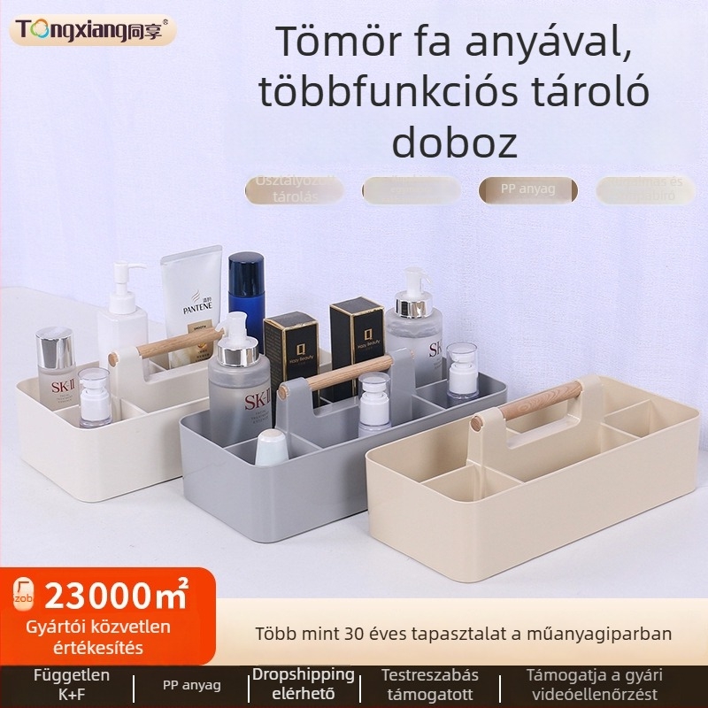Íróasztali tároló doboz - PP műanyag, 8963-as modell, 2 L kapacitás, modern minimalista stílus, kozmetikumok rendezésére.