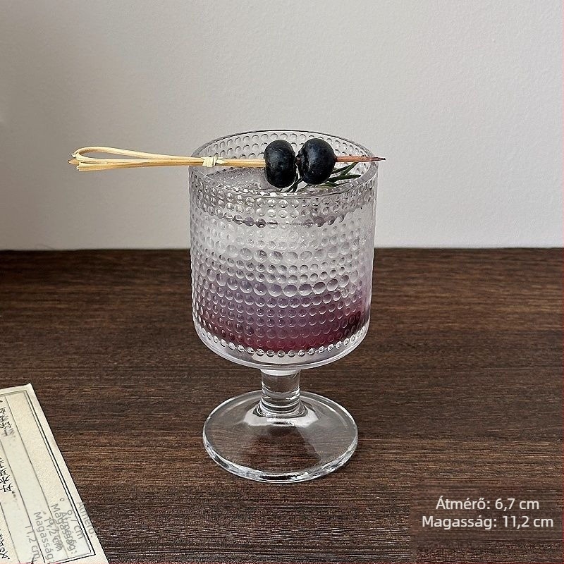 4 darabos ólommentes üveg goblet készlet reliefes retro mintával, 1000 ml+ kapacitás