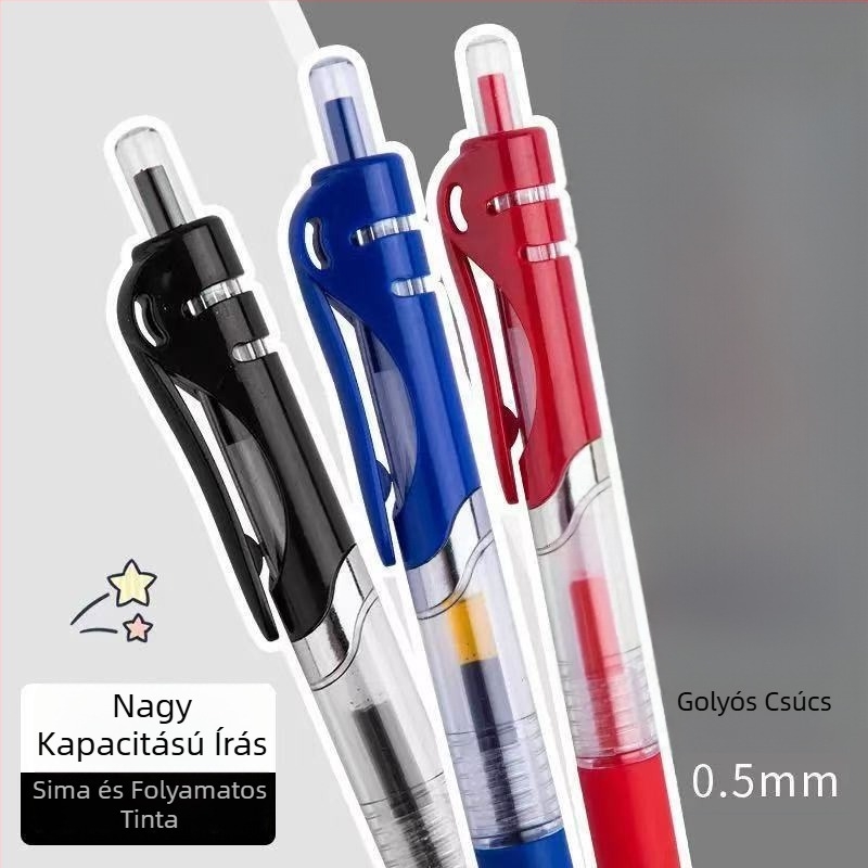 K35 nyomógombos gél toll, 0.5 mm, wolfram fej, műanyag test, irodai vagy vizsga használatra