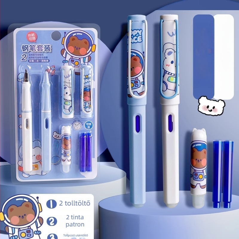 XDL-Erasable Pen, műanyag tokkal, hőérzékeny tinta, cserélhető tintapatron, harmadik osztályos diákoknak