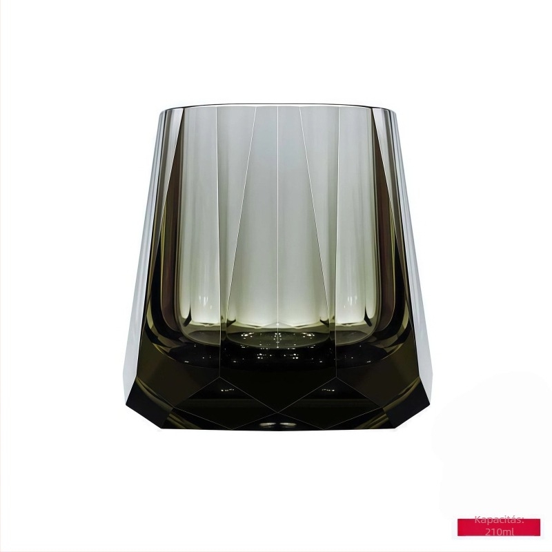 Whiskey pohár, modern minimalista stílus, K9 ólommentes kristály, 201-300 ml, kézzel készített diamantszerű vágás és sík alj