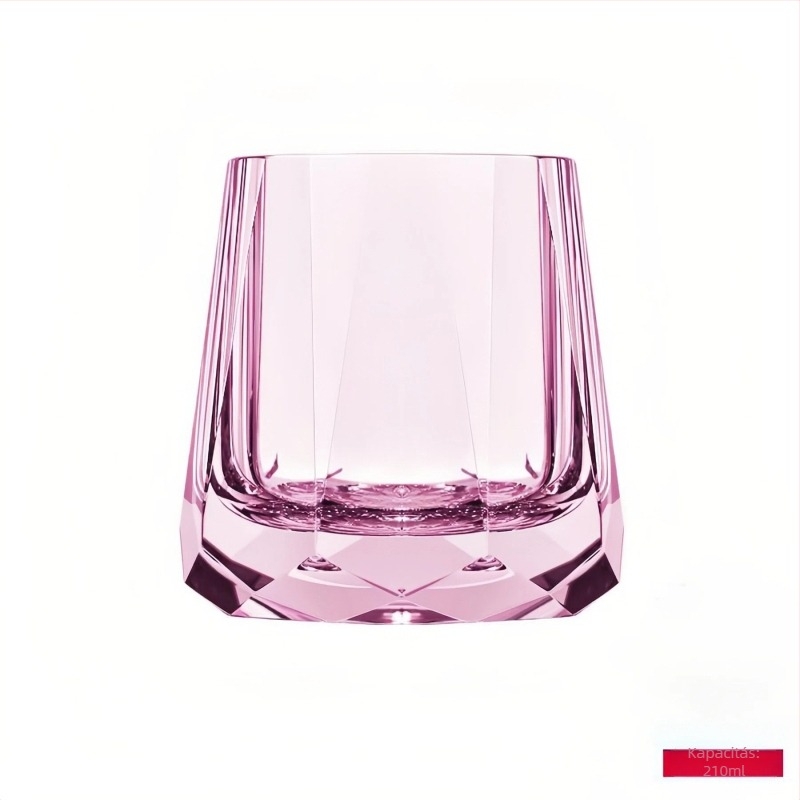 Whiskey pohár, modern minimalista stílus, K9 ólommentes kristály, 201-300 ml, kézzel készített diamantszerű vágás és sík alj