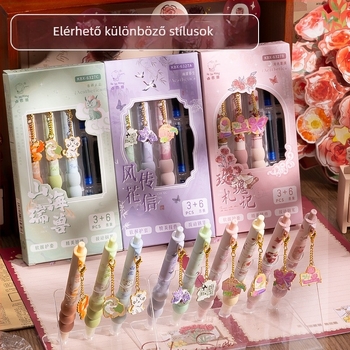 Kaba Bear kínai stílusú medálos töltőtoll puha markolattal, cserélhető tintatartály, rozsdamentes acél hegy, modell Kbx-6327, műanyag test