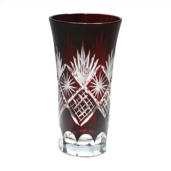 Japán stílusú boros pohár, üvegből, kézzel faragott Edo Kiriko minta, 5 darabos készlet