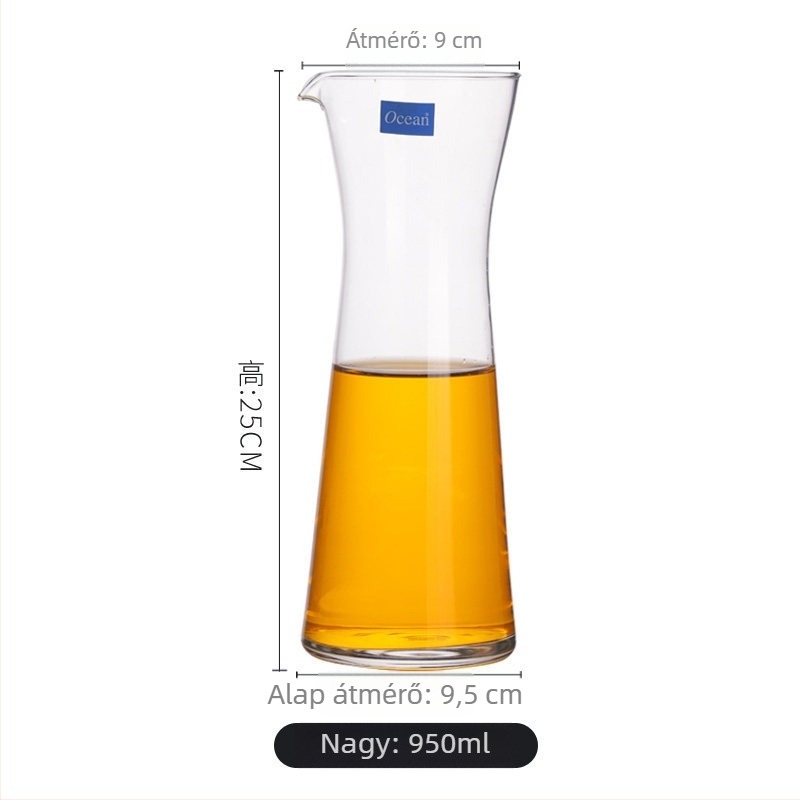 Üveg boröntő kifolyóval, modern és egyszerű stílus, logóval, borhoz tartozó eszközök