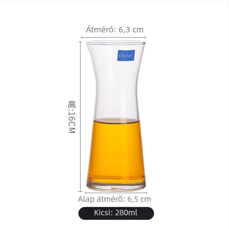 Üveg boröntő kifolyóval, modern és egyszerű stílus, logóval, borhoz tartozó eszközök