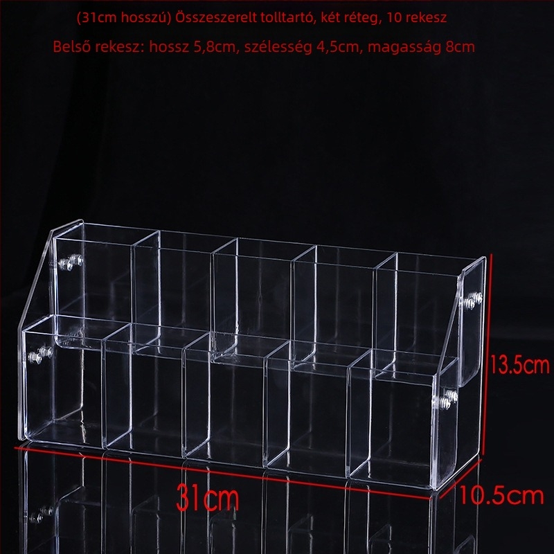 Organikus üveg tolltartó, modell 02, 4 rekesz / 8 rekesz / 12 rekesz konfigurációk