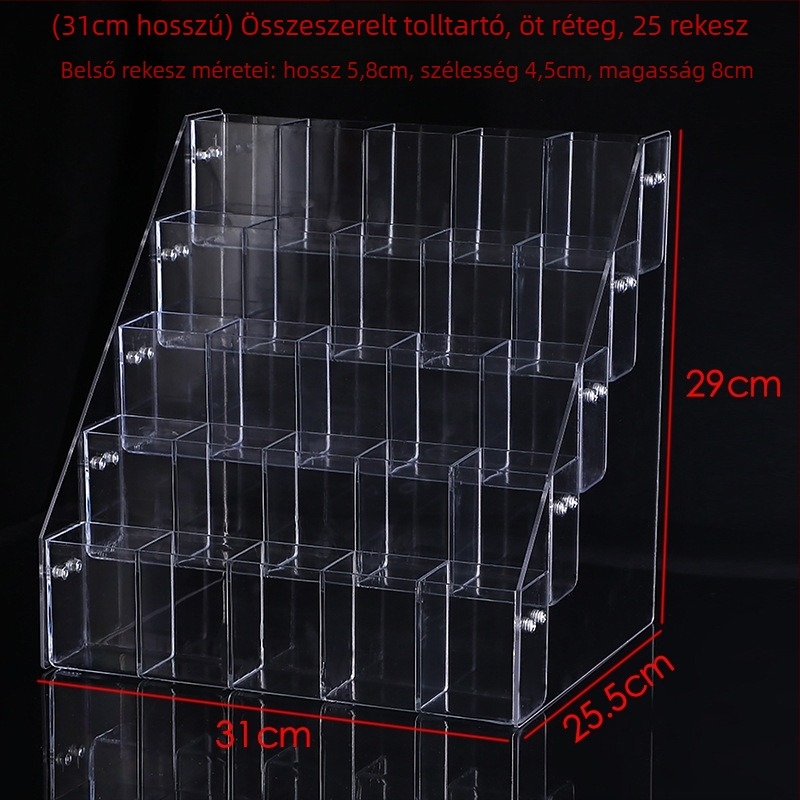 Organikus üveg tolltartó, modell 02, 4 rekesz / 8 rekesz / 12 rekesz konfigurációk