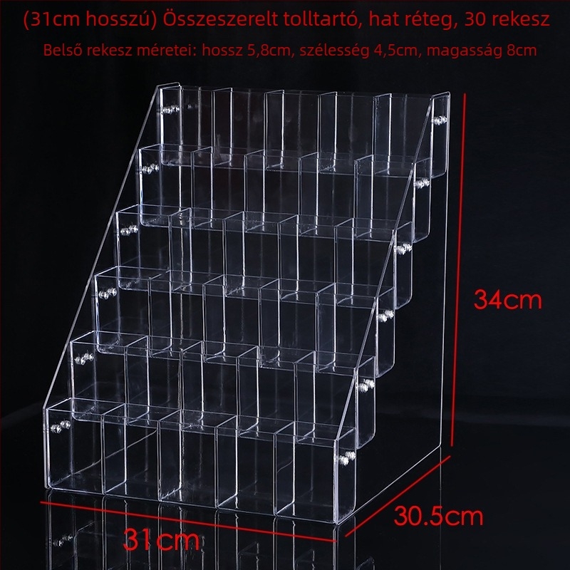Organikus üveg tolltartó, modell 02, 4 rekesz / 8 rekesz / 12 rekesz konfigurációk