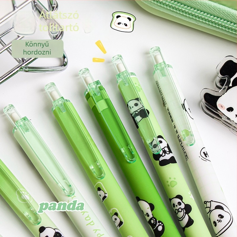 Panda zselés toll – kattintós toll, Cartoon sorozat, műanyag test, rozsdamentes acél heg, nem törölhető