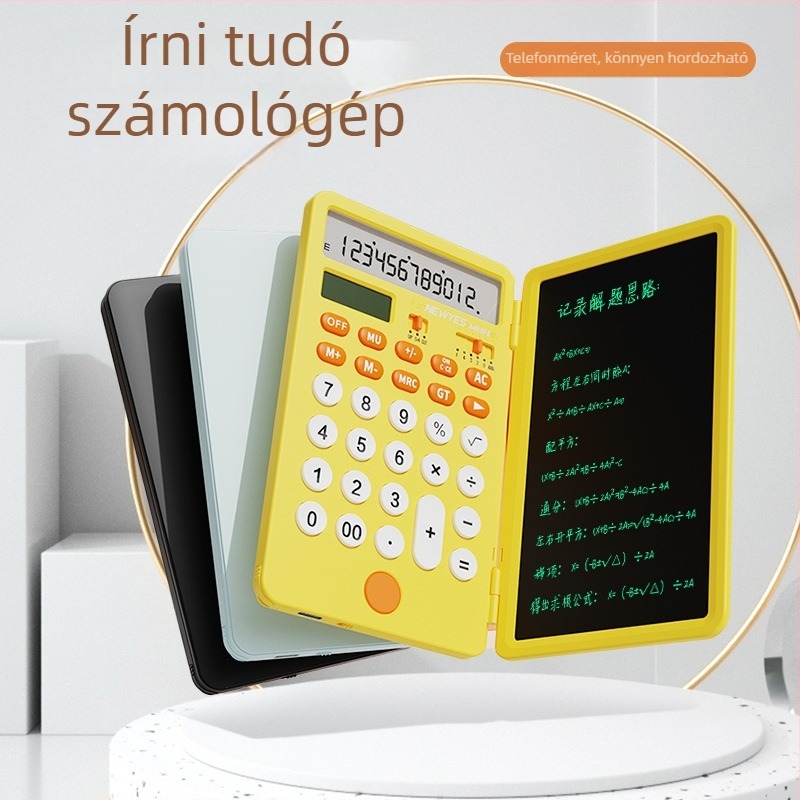 Newyes AB0608 12 számjegyű LCD írófelületes számológép, ABS ház, kettős tápegység