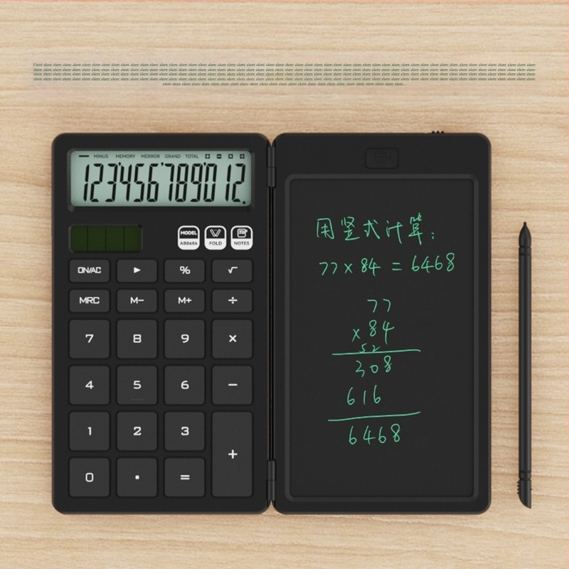 Newyes AB0608 12 számjegyű LCD írófelületes számológép, ABS ház, kettős tápegység
