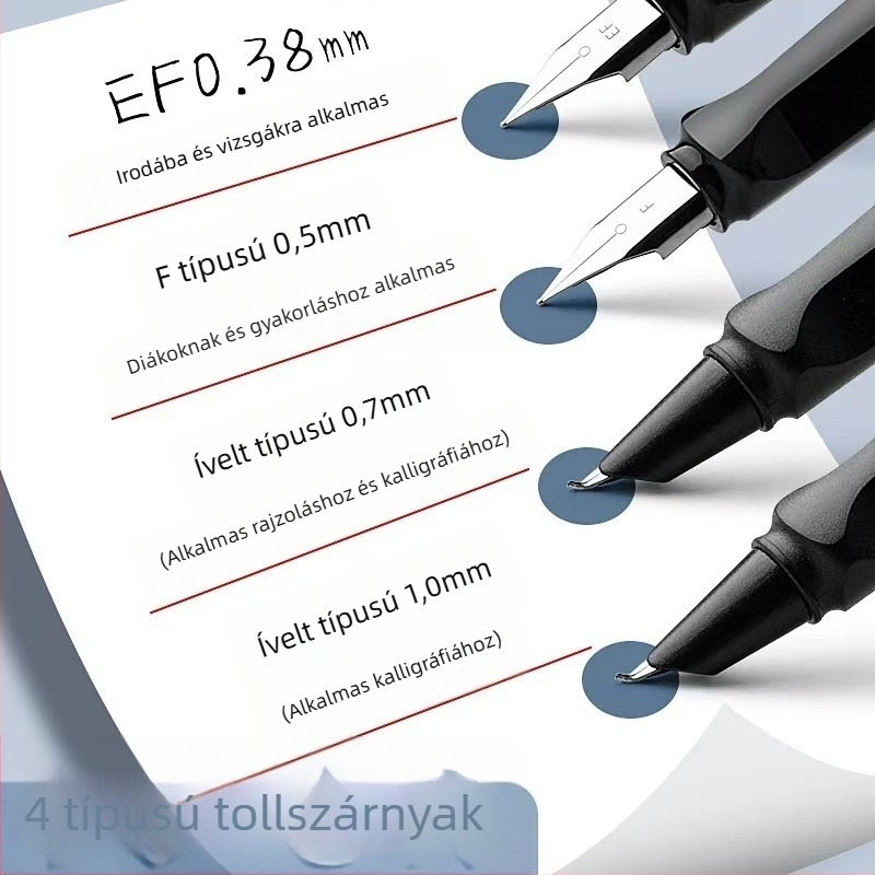 Ívelt hegyű aláíró toll iskolásoknak, művészeti kaligráfiás toll, modell 101, kemény hegy