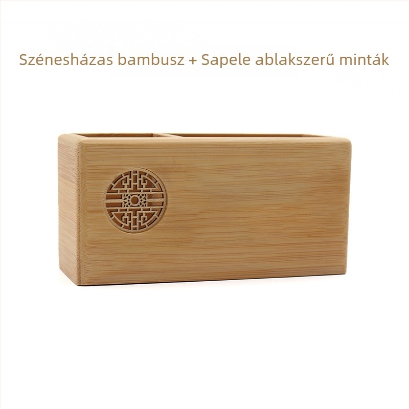 Fa négyszögletes fa tolltartó gravírozási lehetőséggel és logónyomtatással, ideális ballagási és üzleti ajándék.