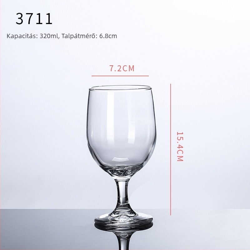 Vörösboros pohár, üveg, 301–400 ml kapacitás, egyszerű stílus, logóval testreszabható