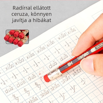 Deli 33158/33159 grafit ceruza HB/2B, hatszögletű fa ceruza íráshoz, rajzoláshoz és firkáláshoz — gyakorolás gyermekeknek és diákoknak