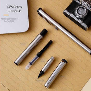 Fém toll, modell 382, lézergravírozott logó, push-pull tintatöltő rendszer, fém hegye