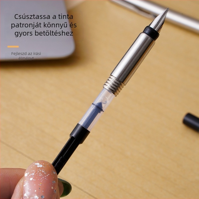 Fém toll, modell 382, lézergravírozott logó, push-pull tintatöltő rendszer, fém hegye