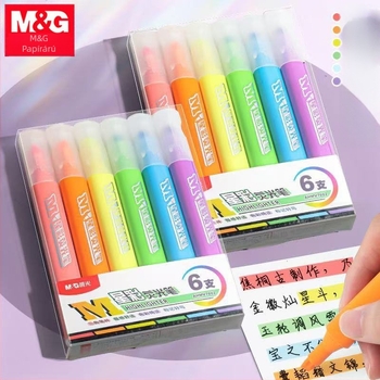 Morning Light AHMV7602 Műanyag ferde hegyezésű glitter marker Toll, 6 db/csomag; boxos csomagolás; nem törölhető; egyoldalas; diákoknak