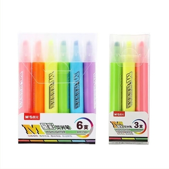 Morning Light AHMV7602 Műanyag ferde hegyezésű glitter marker Toll, 6 db/csomag; boxos csomagolás; nem törölhető; egyoldalas; diákoknak