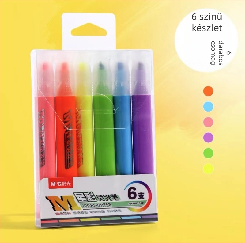 Morning Light AHMV7602 Műanyag ferde hegyezésű glitter marker Toll, 6 db/csomag; boxos csomagolás; nem törölhető; egyoldalas; diákoknak